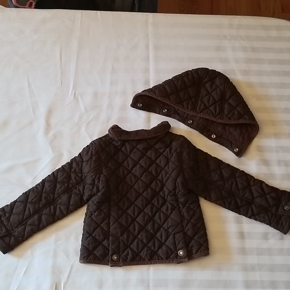 GAP Toddler Girl Brown Quilted Jacket with Removable Hood 3T - Picture 12 of 15